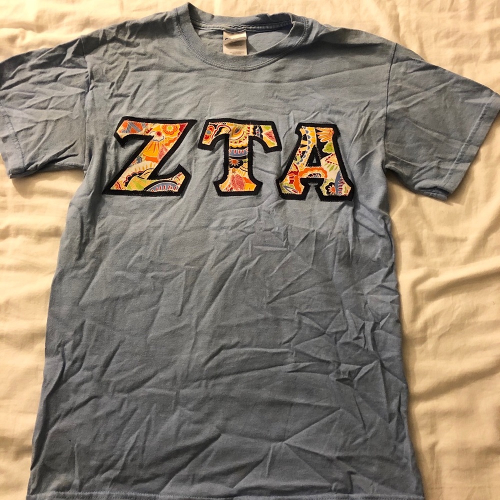Zeta Tau Alpha ZTA Stitched Letters Short Sleeve